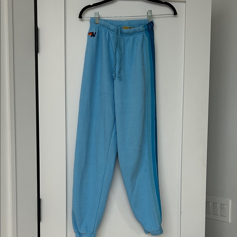 Aviator nation Light Blue Jogger Sweatpants with Side Stripe